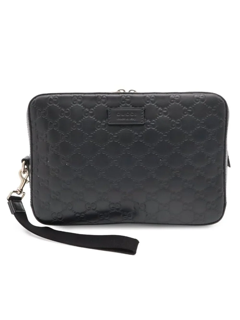 Gucci Guccissima Clutch Leather Black Silver